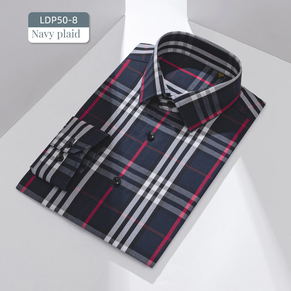 100 count cotton DP non-iron plaid shirt striped shirt - Image 3