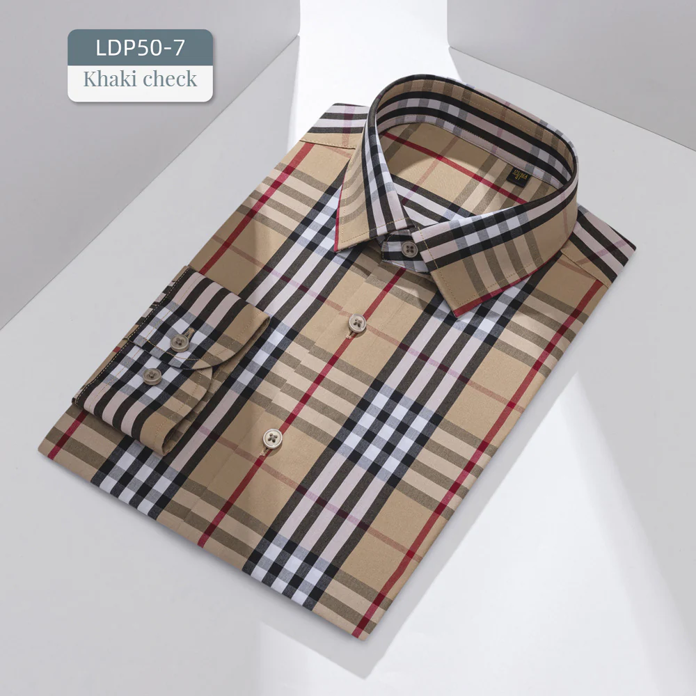 100 count cotton DP non-iron plaid shirt striped shirt - Image 4