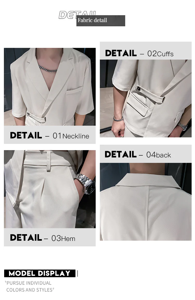 Acetate short-sleeved suit men's suit drape ice silk jacket - Image 4