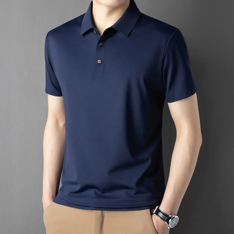 Cotton short-sleeved T-shirt men's lapel sunscreen UBF50+ seamless casual POLO shirt men - Image 3