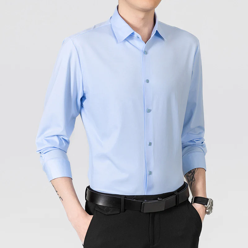 Ice silk seamless iron-free high elastic formal spring autumn summer tops shirt - Image 4