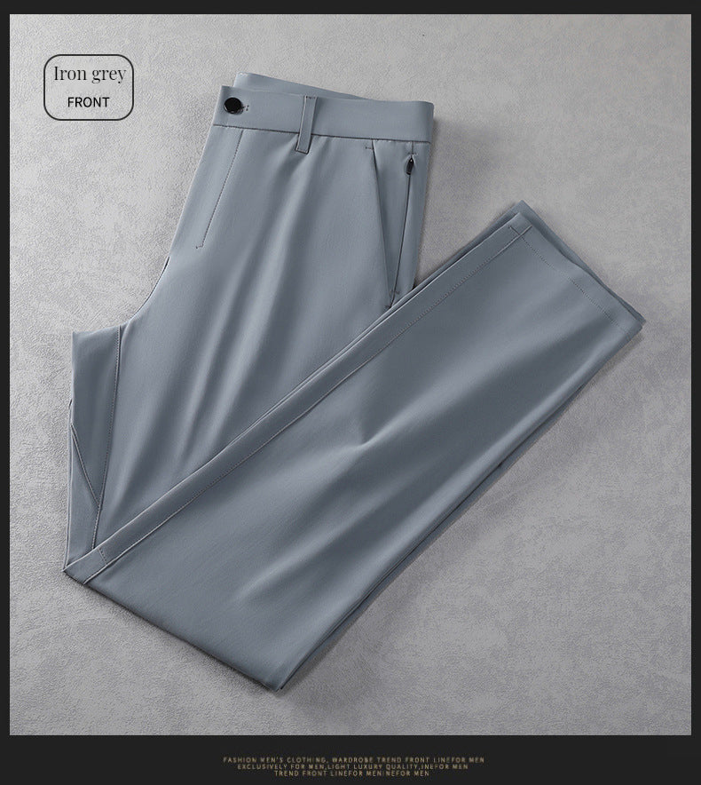 Men's business casual trousers mid-rise elastic straight-leg trousers - Image 3