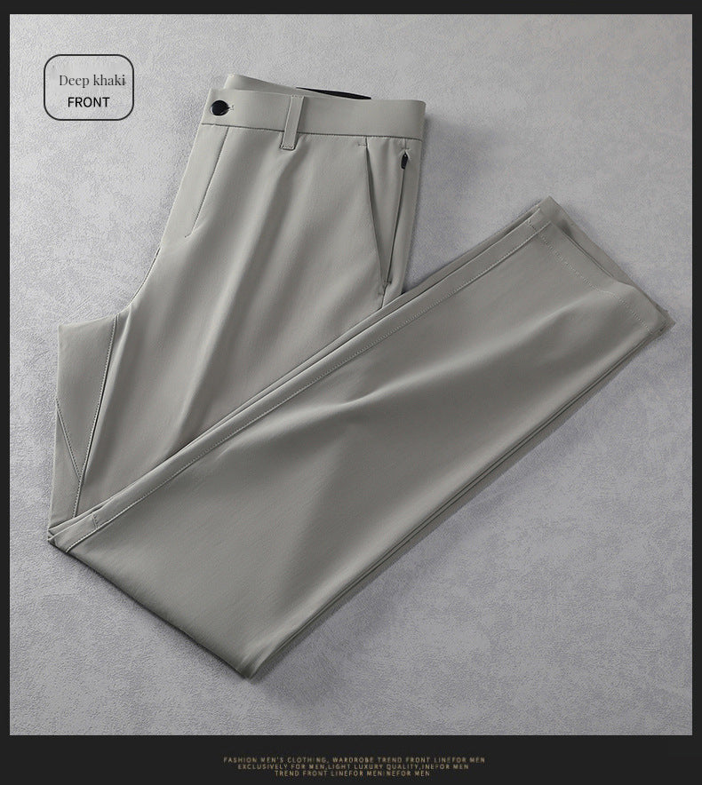 Men's business casual trousers mid-rise elastic straight-leg trousers - Image 4