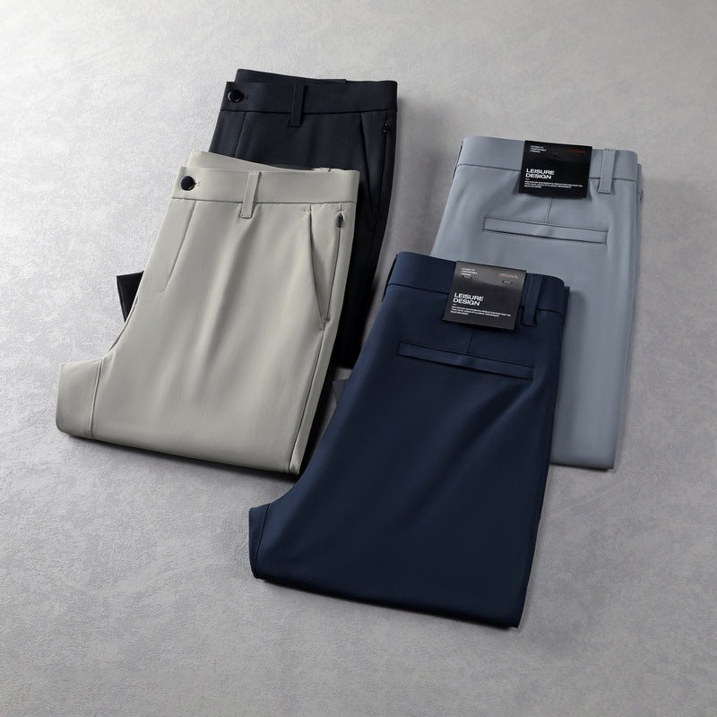 Men's business casual trousers mid-rise elastic straight-leg trousers - Image 5