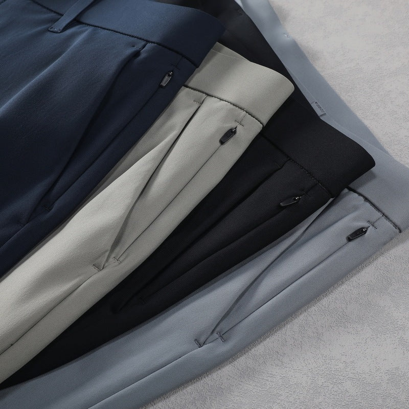 Men's business casual trousers mid-rise elastic straight-leg trousers - Image 6