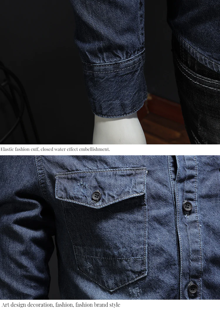 Men's pure cotton denim shirt - Image 4