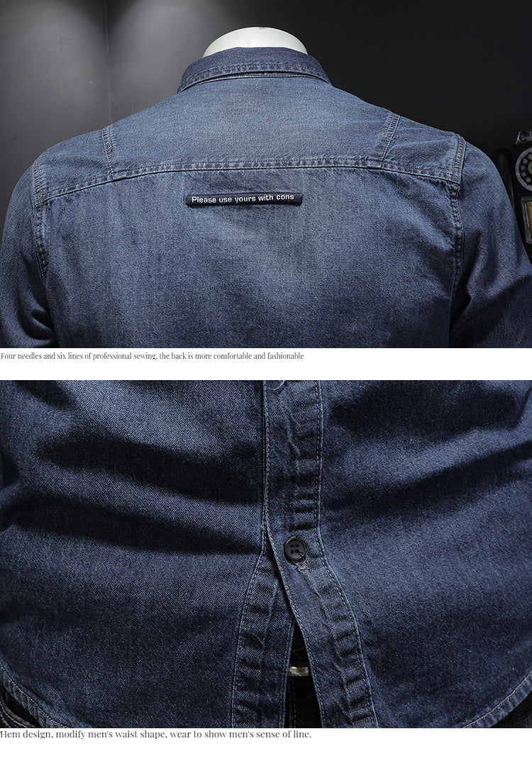 Men's pure cotton denim shirt - Image 5