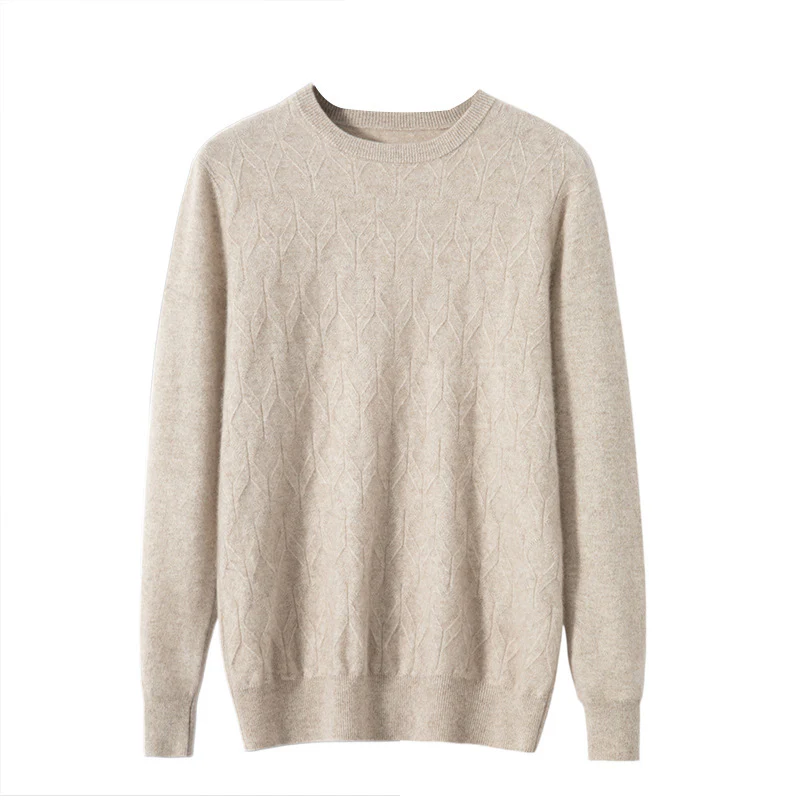Men's round neck cashmere sweater, warm knitted bottoming shirt, fashionable and casual - Image 5