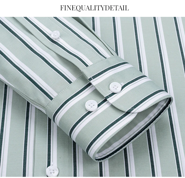 Men's striped cotton ready-to-wear non-iron men's shirt - Image 4