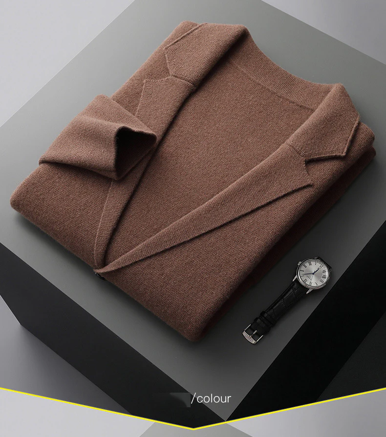 Wool Cardigan Set Lapel Jacket Knitted Casual Suit Jacket Top - Image 3