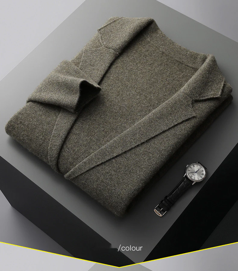 Wool Cardigan Set Lapel Jacket Knitted Casual Suit Jacket Top - Image 4