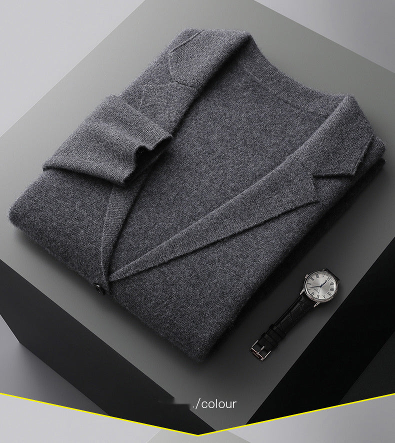 Wool Cardigan Set Lapel Jacket Knitted Casual Suit Jacket Top - Image 5