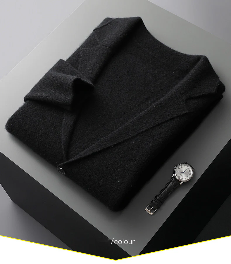 Wool Cardigan Set Lapel Jacket Knitted Casual Suit Jacket Top - Image 6